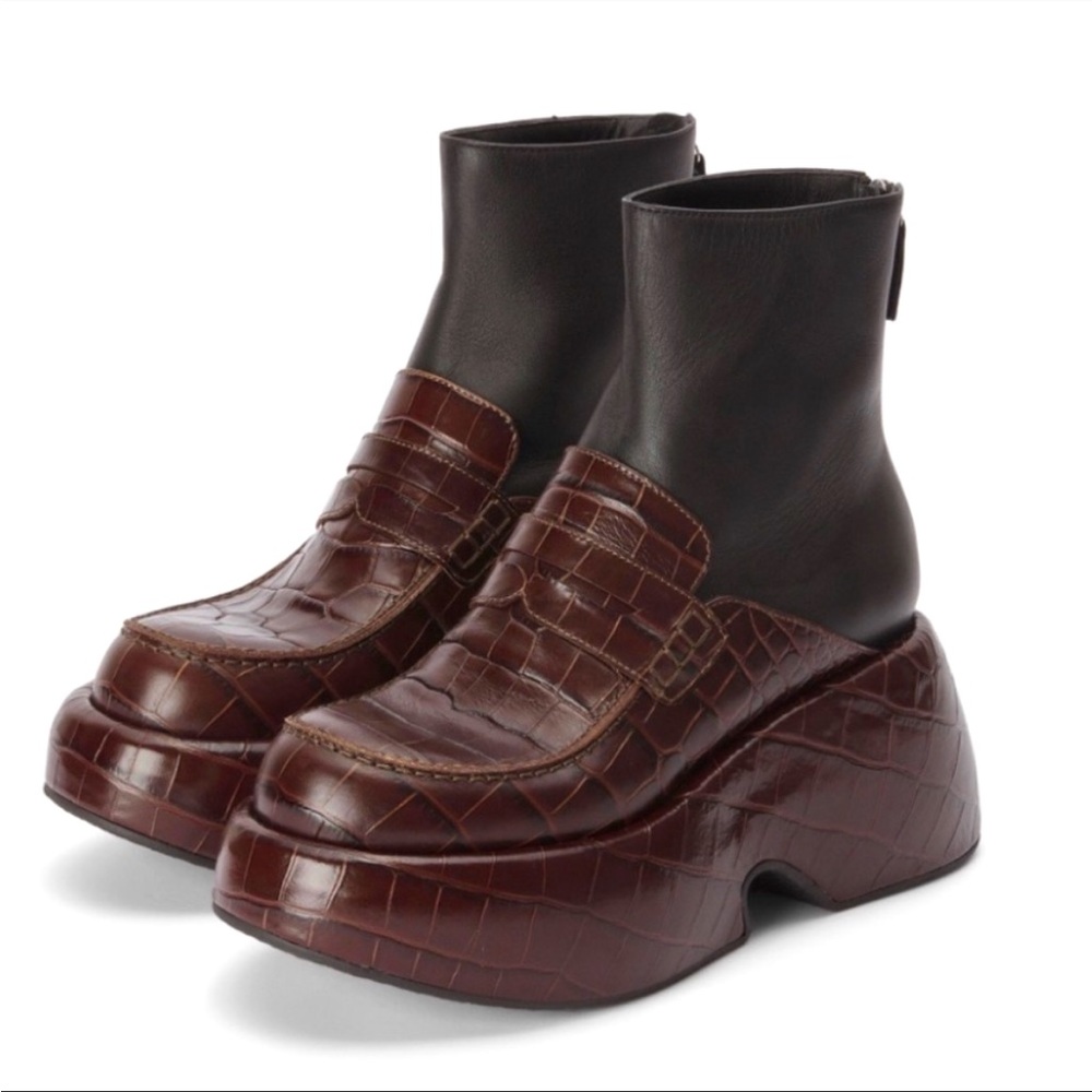 LOEWE Brown & Black Wedge Loafer Boots